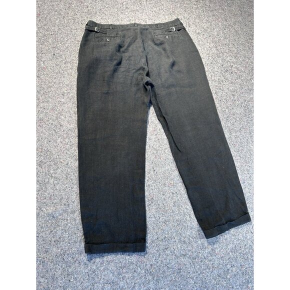 Vintage Polo Ralph Lauren 100% Linen Dress Pants Men’s Size Pleated Black - Picture 2 of 7